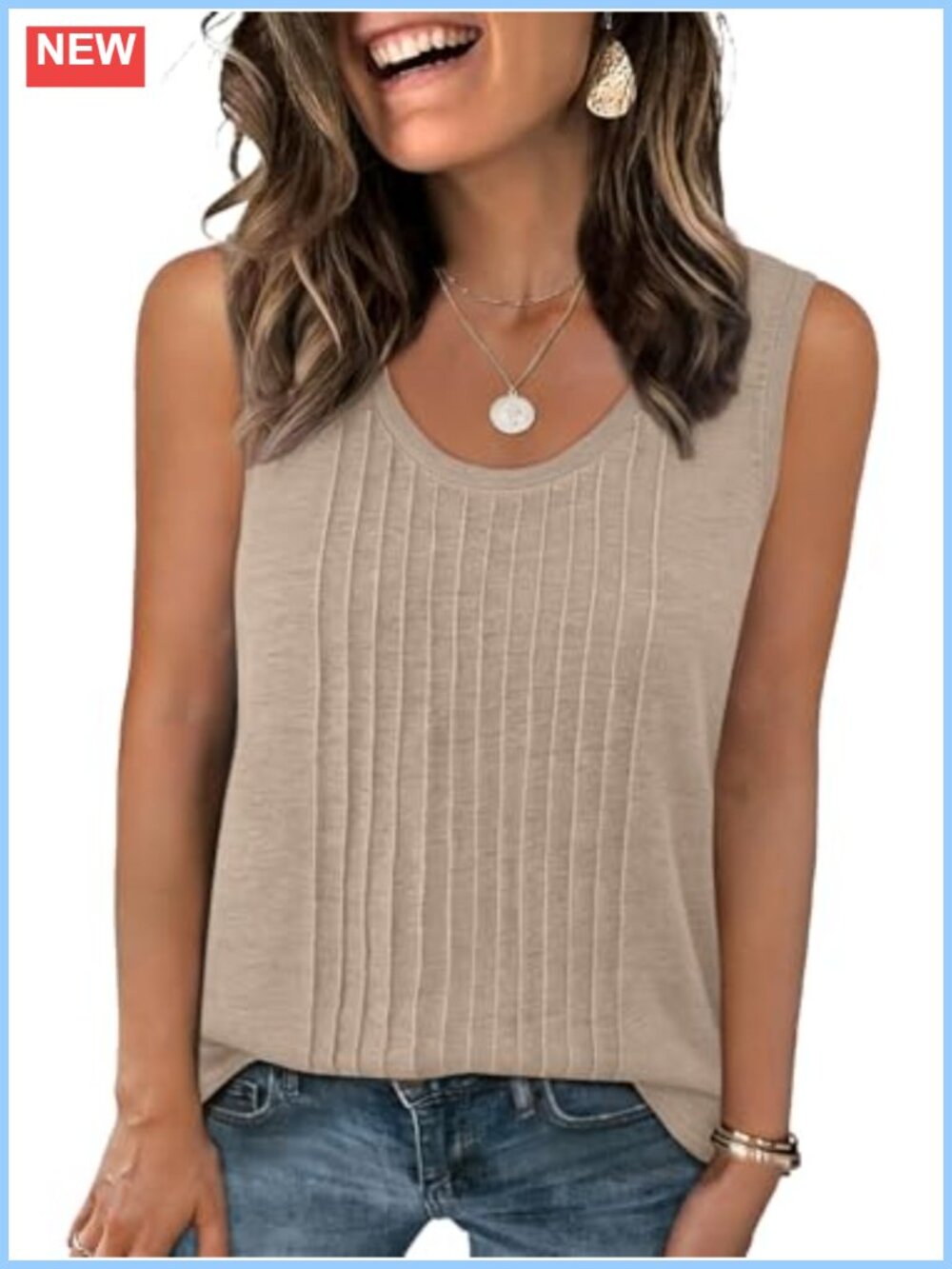 Women's Scoop Neck Tank Top Sleeveless Polyester Cotton Spandex Casual Shirt